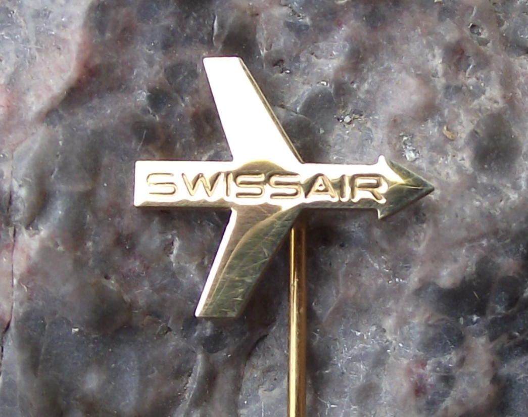 Vintage Swiss Air Swissair Airline Arrow Jet Logo Switzerland Pin Badge