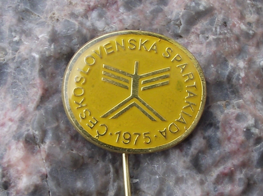 1975 Czech Spartakiad Mass Gymnastics Event Prague Celebration Pin Badge - Badgecrazy