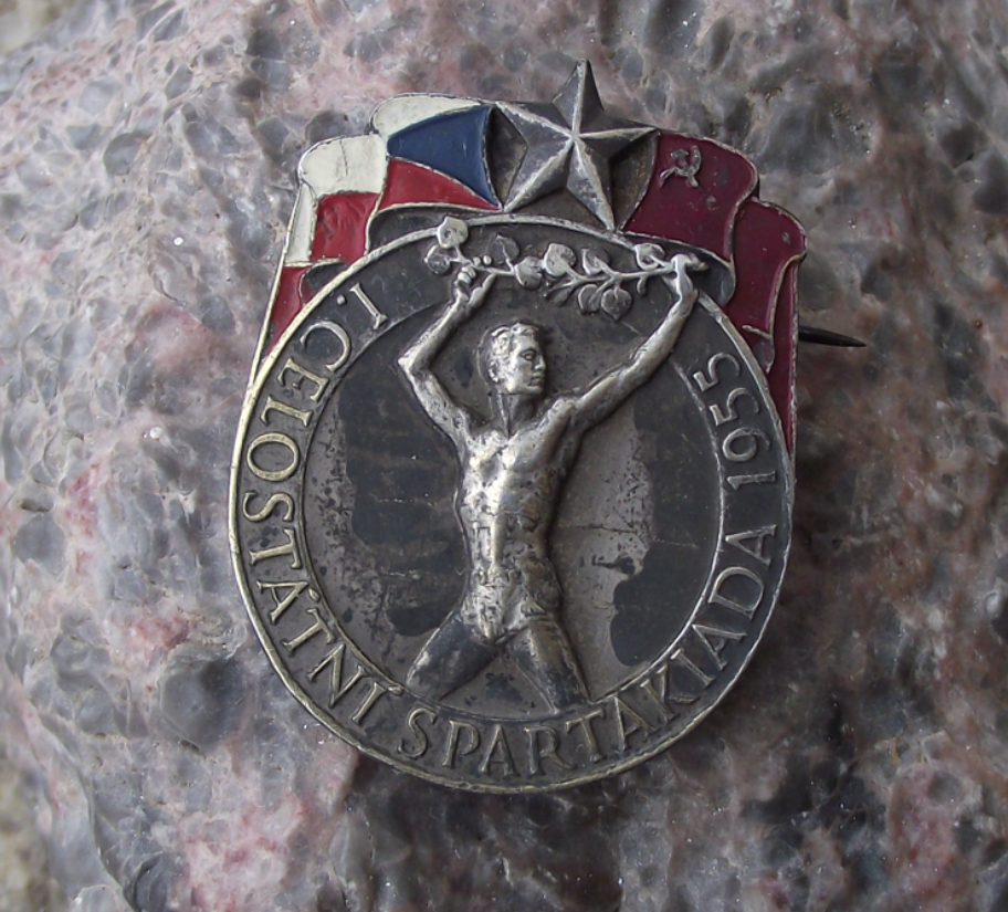 1955 1st All State Spartakiad Mass Gymnastics Event Czechoslovakia Pin Badge