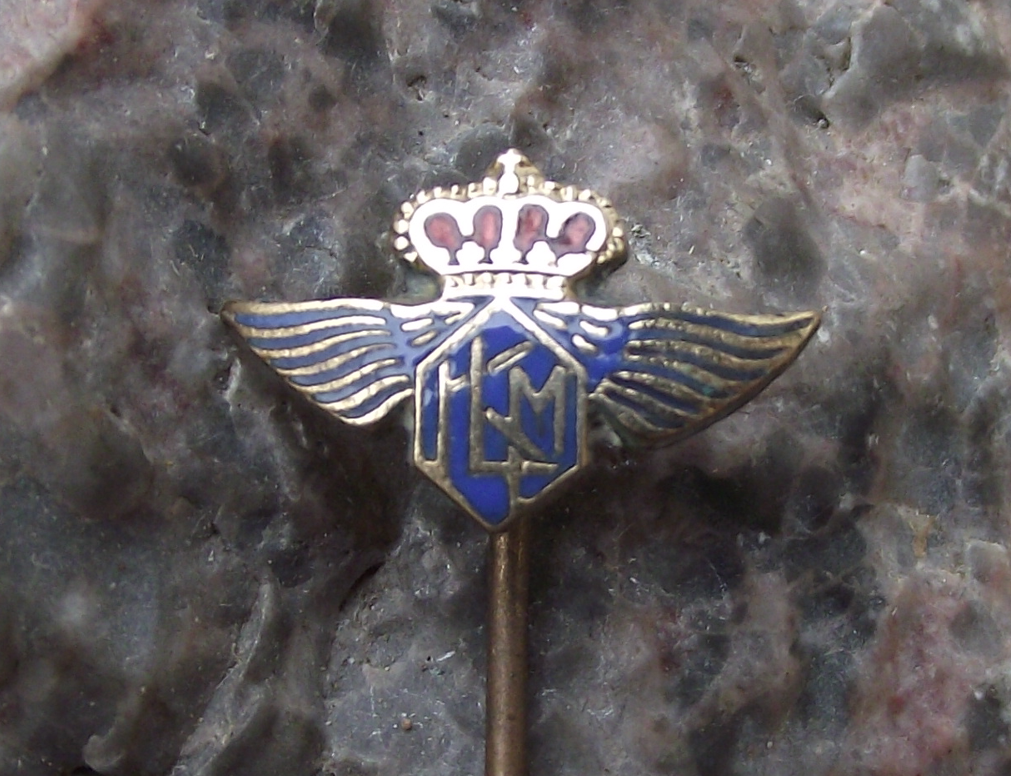 Vintage Enamel KLM Dutch Airlines Winged Crown Logo Pin Badge