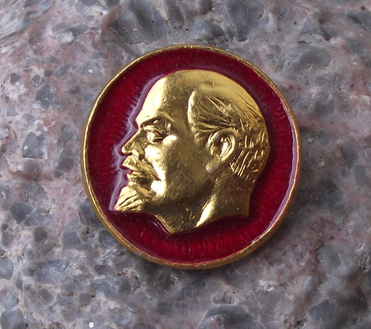 Vintage Bearded Vladimir Lenin Head Soviet Union Russia Circle Pin Badge