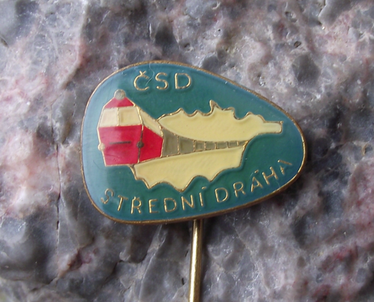 Vintage CSD Czech State Railways Central Region Map Train Rail Pin Badge - Badgecrazy