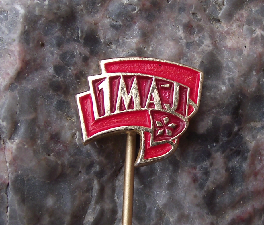 Vintage Czechoslovakia May day Mayday 1st May Military Parade Flag Pin Badge
