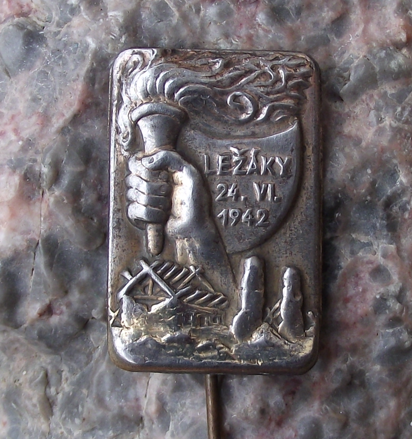 Vintage Lezaky Czech Village World War 2 WW2 Massacre Pin Badge