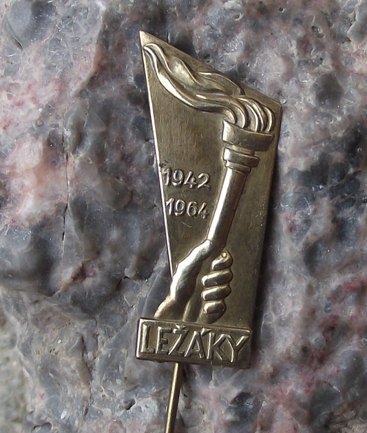 1964 Lezaky World War 2 WW2 Czechoslovakia Massacre Torch Pin Badge - Badgecrazy