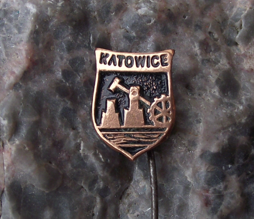 Vintage Katowice Poland Heraldic Crest Small Shield Polish Pin Badge
