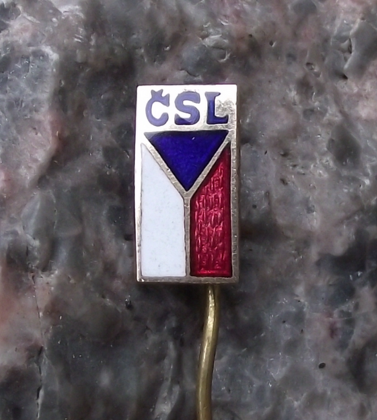 Vintage CSL Czech Czechoslovak Peoples Political Party Czech Flag Pin Badge - Badgecrazy