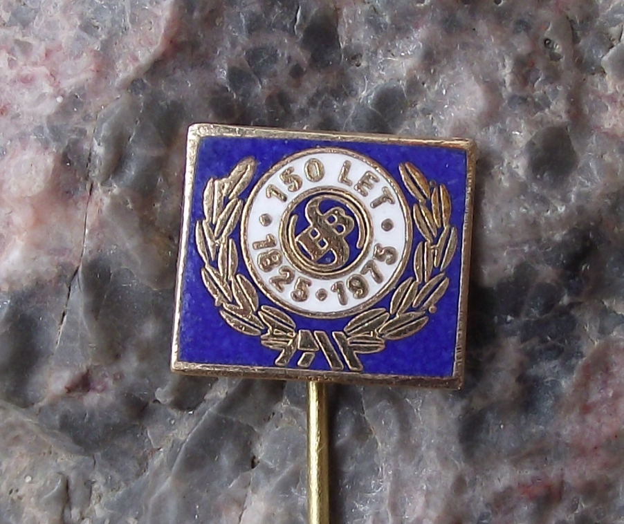 1975 Sellier and Bellot Czech Ammunition Maker 150th Anniversary Pin Badge