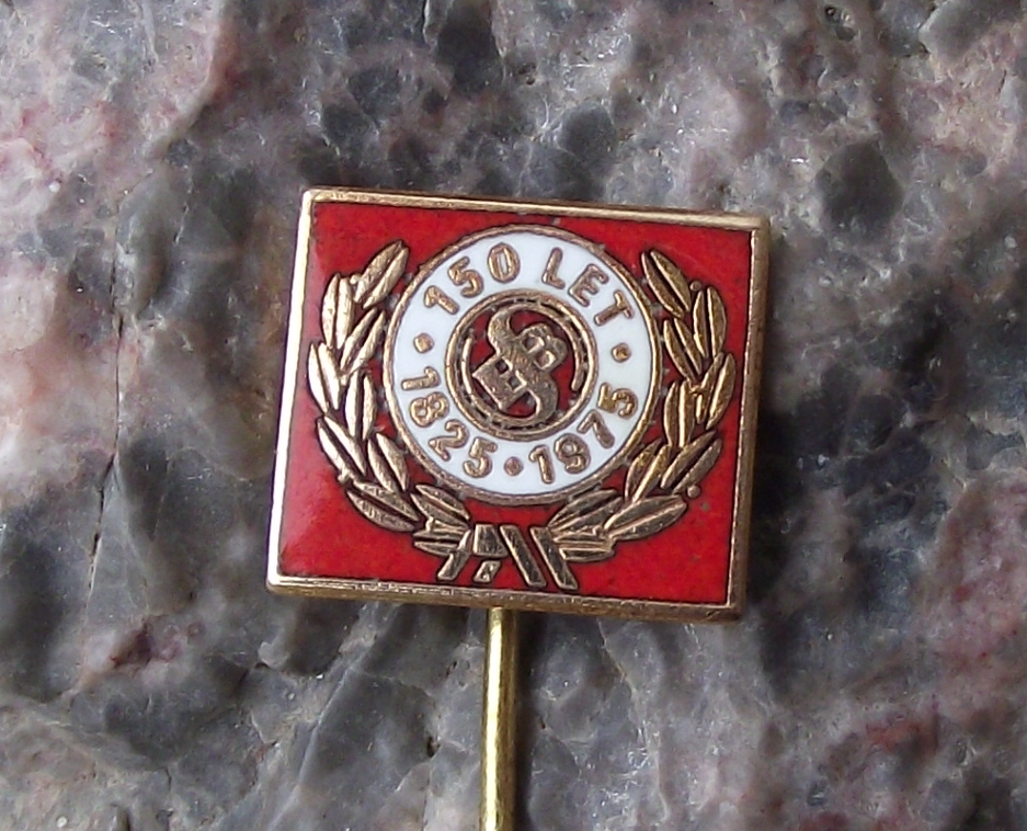 1975 Sellier and Bellot Czech Ammunition Maker 150th Anniversary Pin Badge