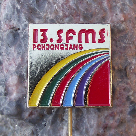 1989 WFDY World Youth Festival North Korea Democratic Federation Pin Badge