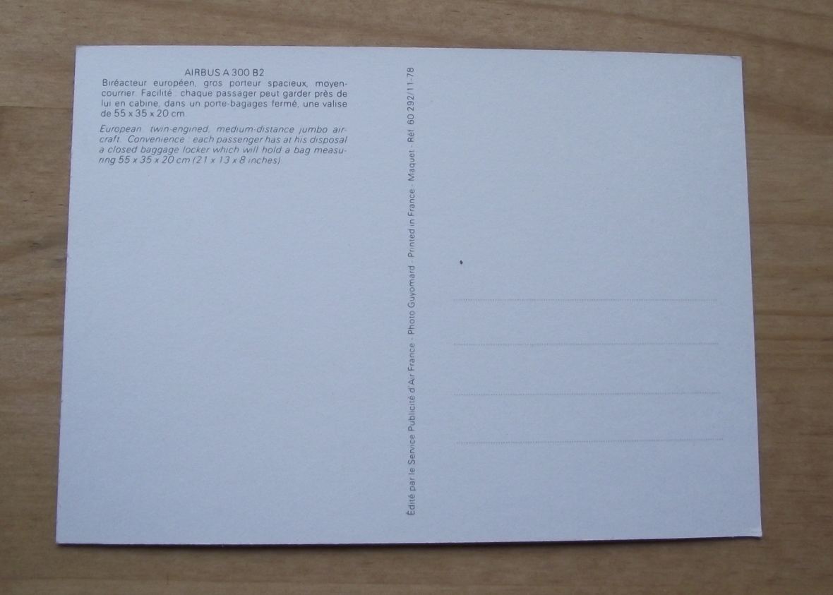 Vintage Air France Airbus A 300 B2b Airliner Aircraft Postcard - Badgecrazy