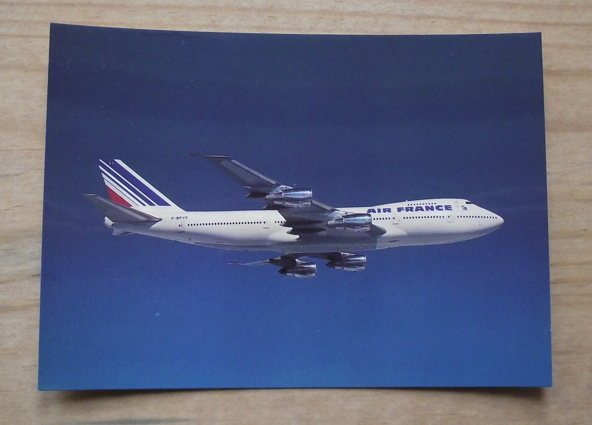Vintage Air France Boeing 747 Airliner in Flight Aircraft Postcard