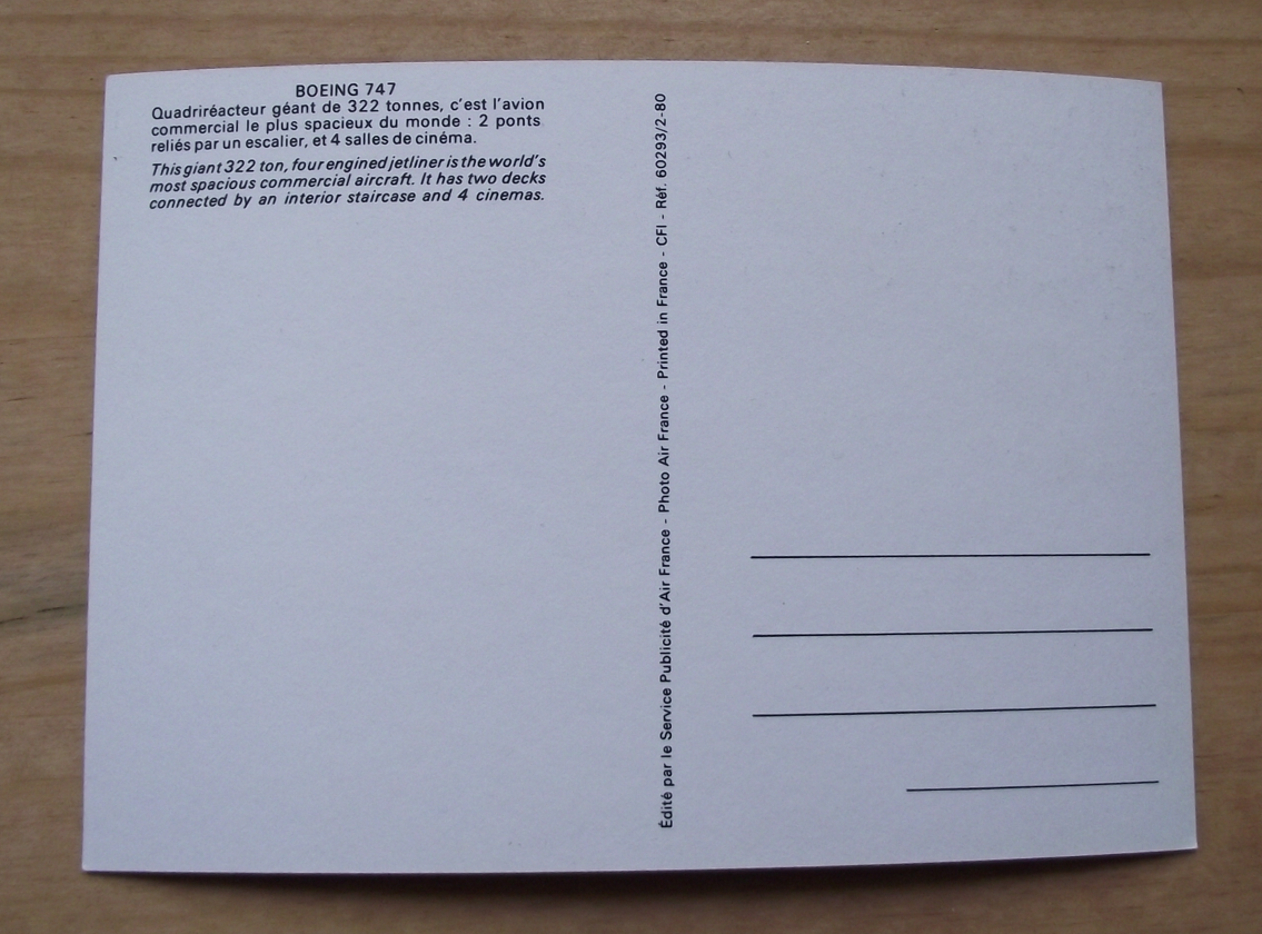 Vintage Air France Boeing 747 Airliner in Flight Aircraft Postcard - Badgecrazy