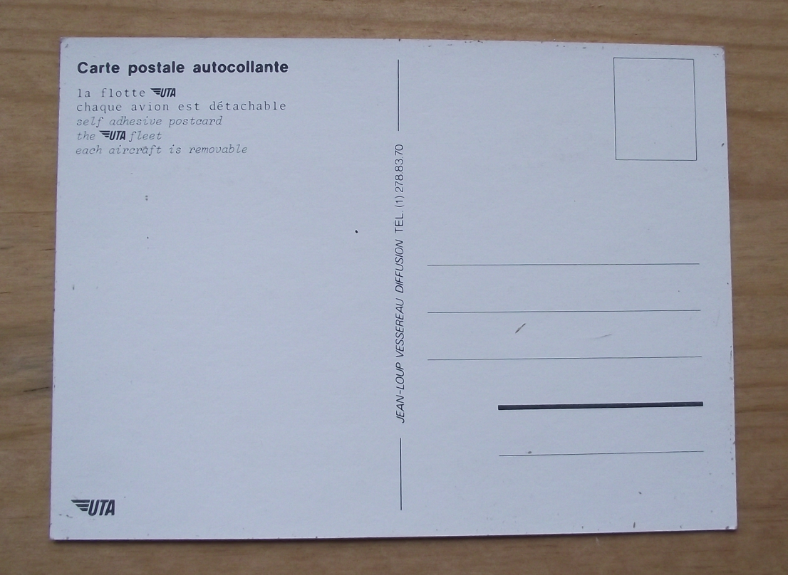 Vintage UTA Boeing 747 Douglas DC-10 Airliners Sticker Decal Aircraft Postcard - Badgecrazy