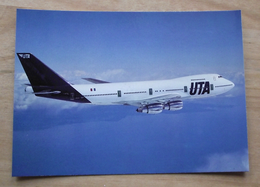 Vintage UTA Boeing 747 - 200B Airliner Aircraft Postcard - Badgecrazy