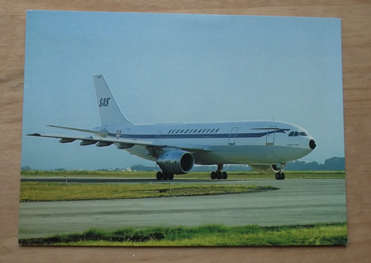 Vintage SAS Scandinavian Airbus A300 B2 Airliner Aircraft Postcard - Badgecrazy