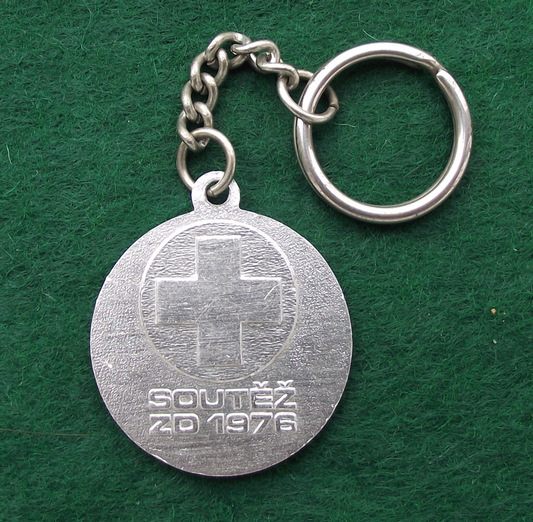 1976 Czechoslovakia Red Cross Civil Defence Worker Competition Keychain Keyring - Badgecrazy