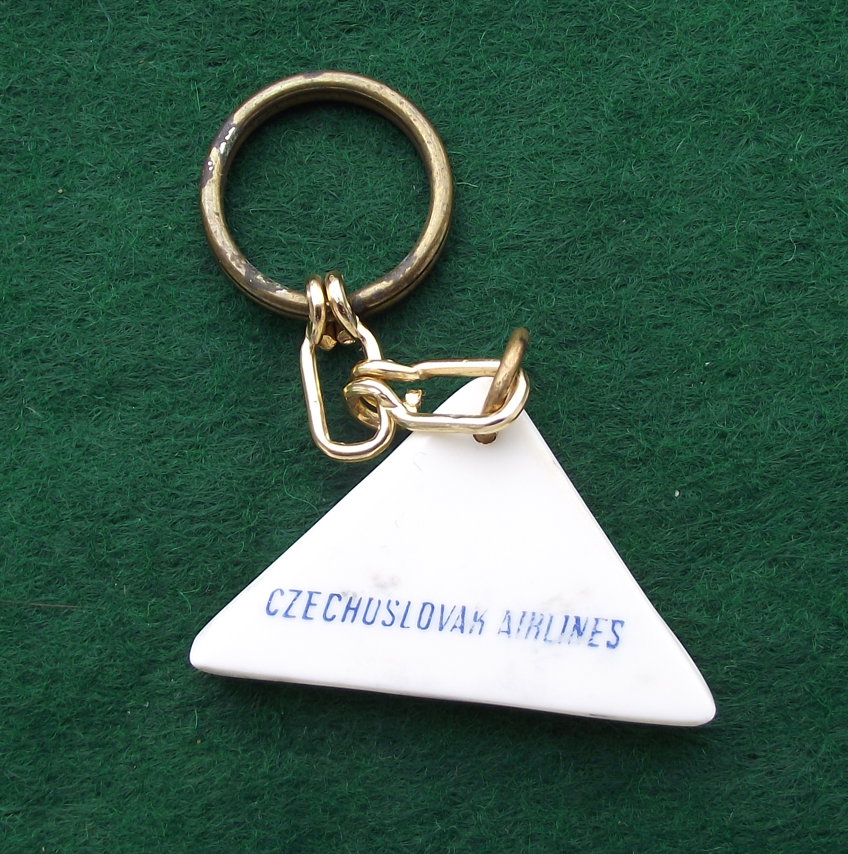 Vintage CSA Czechoslovak Airlines Triangle Logo Keychain Keyring - Badgecrazy