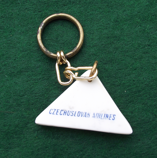 Vintage CSA Czechoslovak Airlines Triangle Logo Keychain Keyring - Badgecrazy