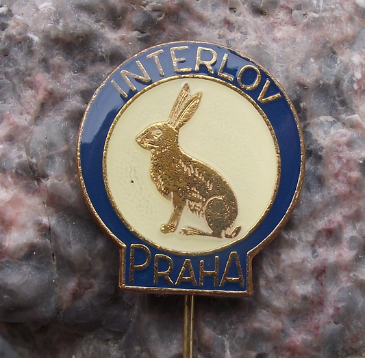 Vintage Czech Hunting Association CMS Interlov Prague Hare Pin Badge