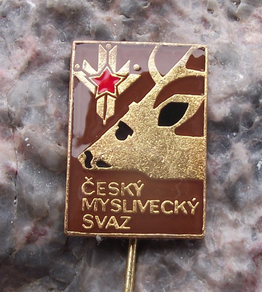 Vintage CMMJ Czech Hunting Association CMS Deer Head Members Pin Badge