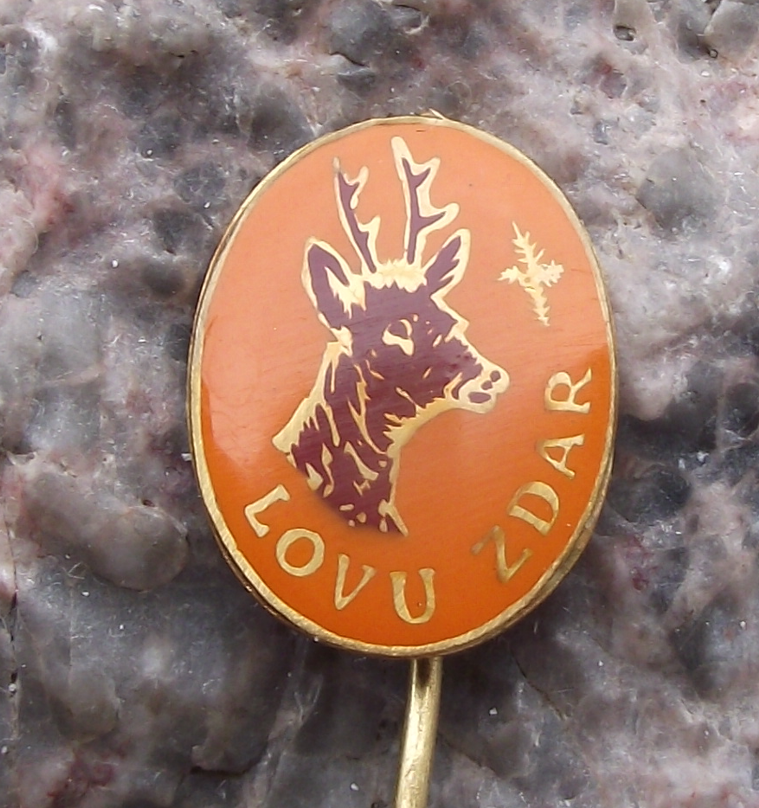 Vintage CMMJ Czech Hunting Association CMS Deer TALLY HO ! Pin Badge