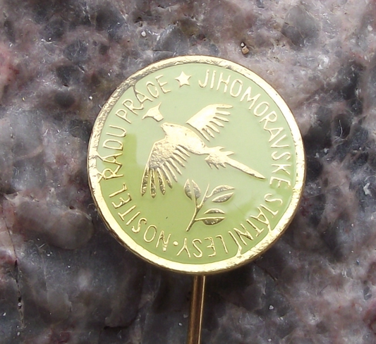 Vintage Czech Forestry Pheasant Hunter Moravian Good Worker Award Pin Badge