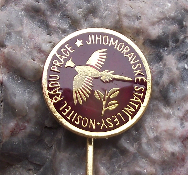 Vintage Czech Forestry Pheasant Hunter Moravian Good Worker Award Pin Badge