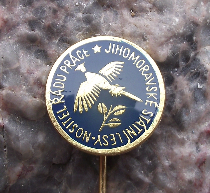 Vintage Czech Forestry Pheasant Hunter Moravian Good Worker Award Pin Badge