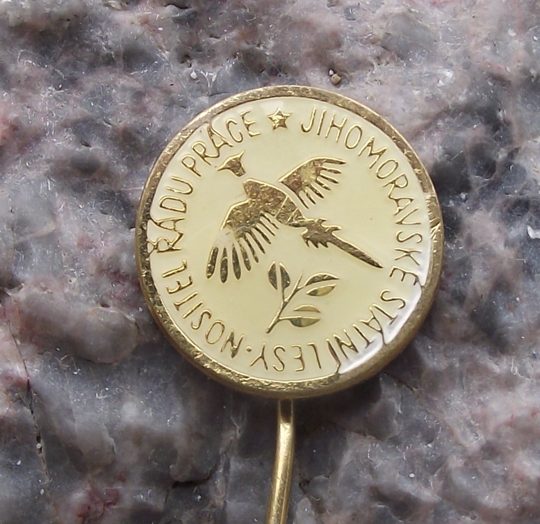 Vintage Czech Forestry Pheasant Hunter Moravian Good Worker Award Pin Badge
