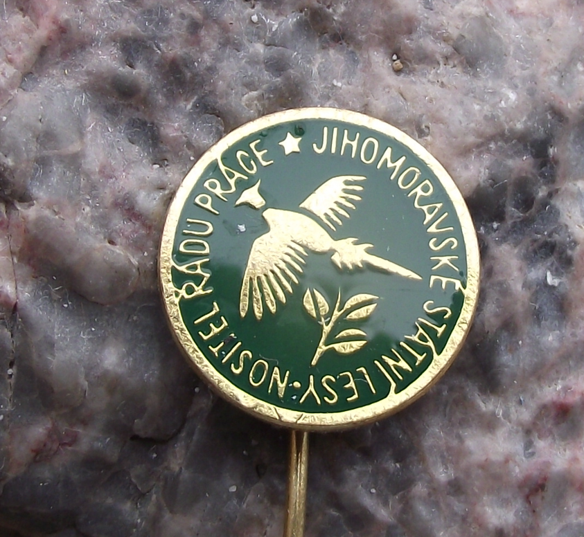 Vintage Czech Forestry Pheasant Hunter Moravian Good Worker Award Pin Badge