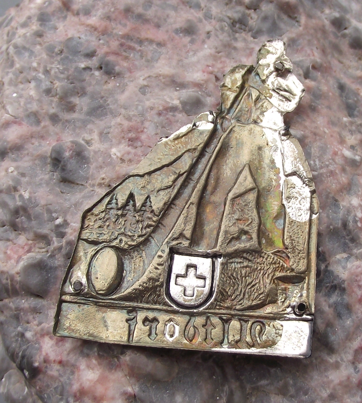 Vintage Altdorf Switzerland Alpine Horn Swiss Walking Stick Shield - Badgecrazy
