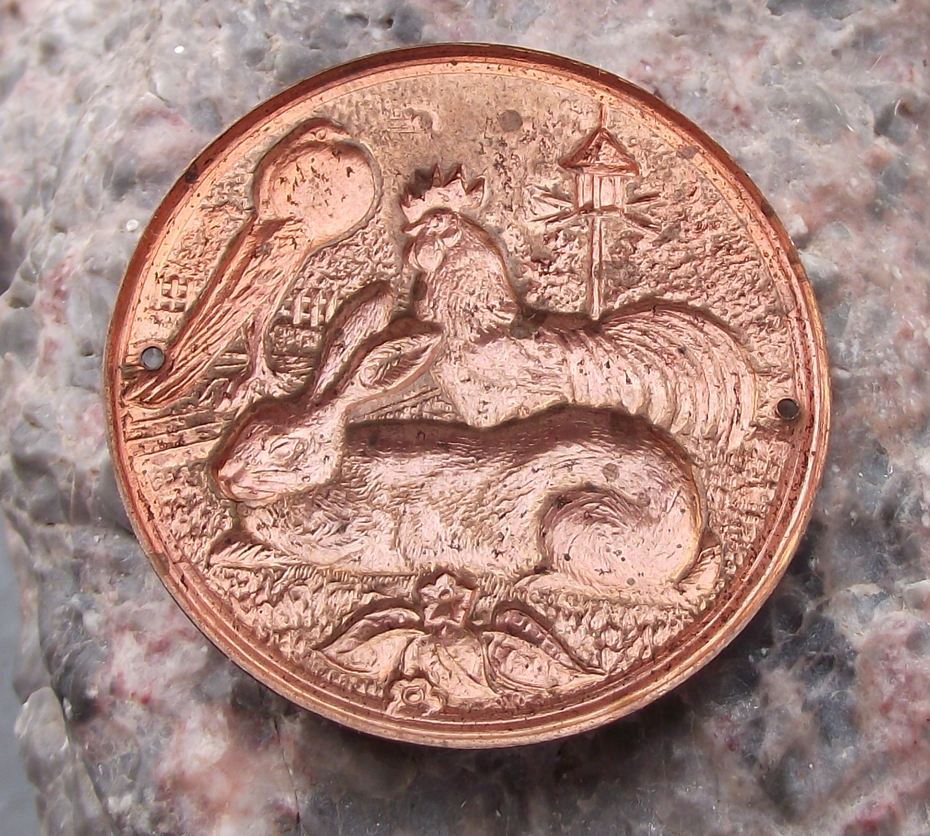 Vintage Rabbit Pigeon Chicken Small Animal Breeders Club Walking Stick Shield - Badgecrazy