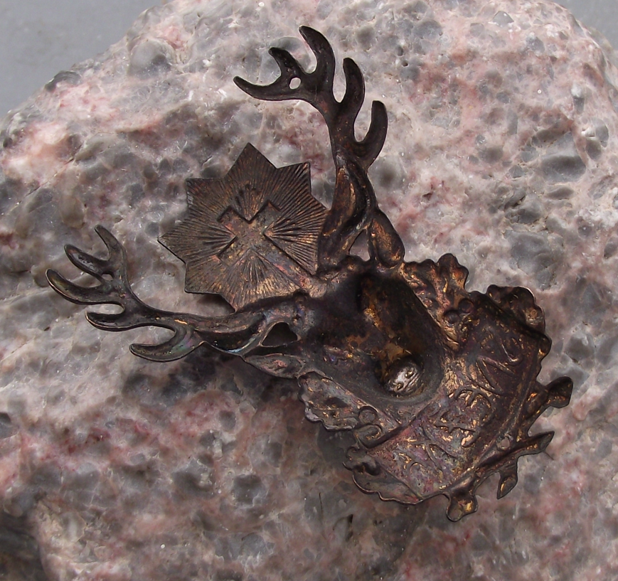 Vintage Snezka Mountain Deer Stag Religious Hunting Walking Stick Shield - Badgecrazy