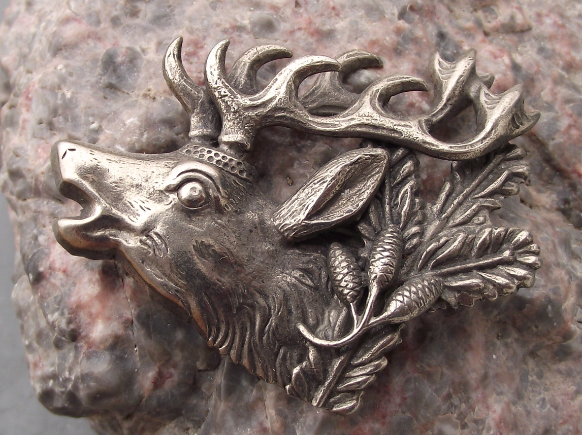 Vintage Roaring Stag Deer Head CMS Czech Hunting Trophy Pin Badge - Badgecrazy