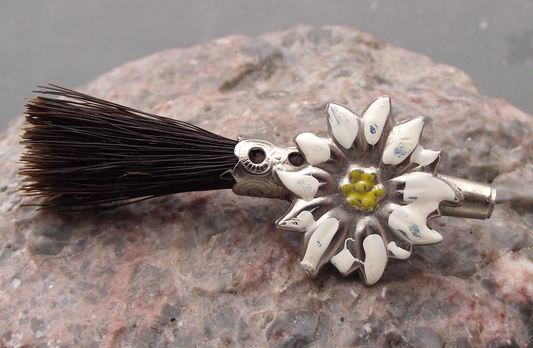 Vintage Austrian Hand Painted Edelweiss Flower Hunting Deer Hair Pin Badge