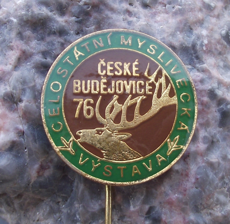 1976 Czechoslovakia All State Hunting Trophy Exhibition Roaring Stag Pin Badge