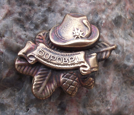 Vintage Borovets Bulgarian Hunting Hat and Pine Cones Bulgaria Pin Badge