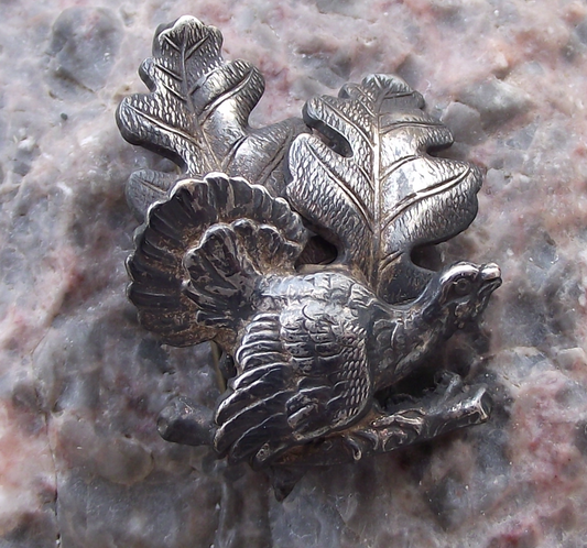Vintage Capercaillie Giant Grouse and Oak Leaf Cluster Hunters Pin Badge