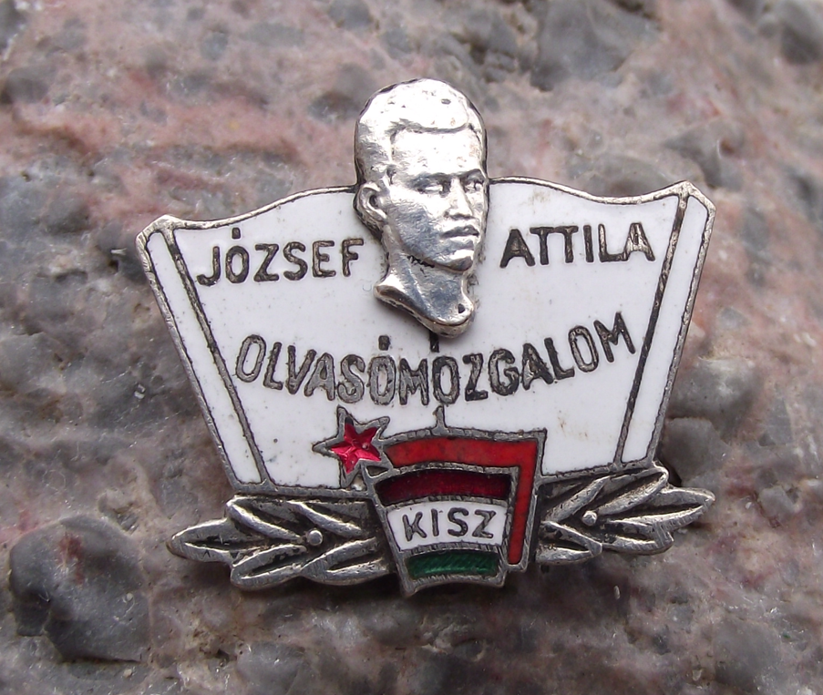 Vintage Hungary Pioneer Youth Communist League Attila József Poet Pin Badge
