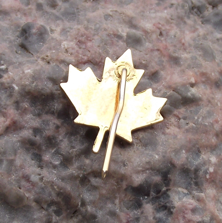 Vintage Golden Canada Text Maple Leaf Canadian Pin Badge - Badgecrazy