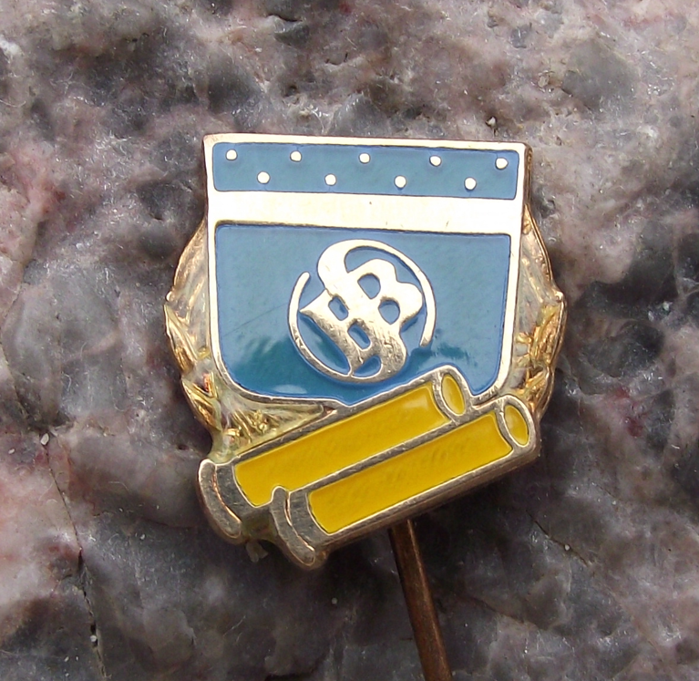 Vintage Sellier and Bellot Czech Ammunition Maker Large Logo Pin Badge - Badgecrazy