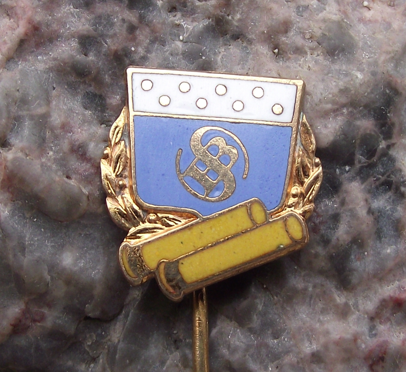 Vintage Sellier and Bellot Czech Ammunition Maker Large Logo Pin Badge - Badgecrazy