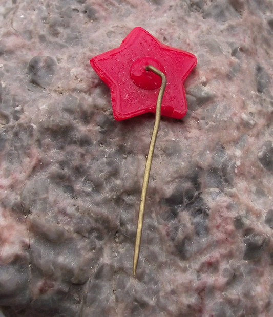 Vintage Soviet Union Hammer and Sickle Communist Glass Star Pin Badge