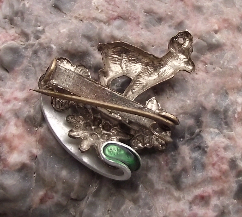 Vintage Austria Goausee Mountain Goat Deer Hunters Edelweiss Pin Badge