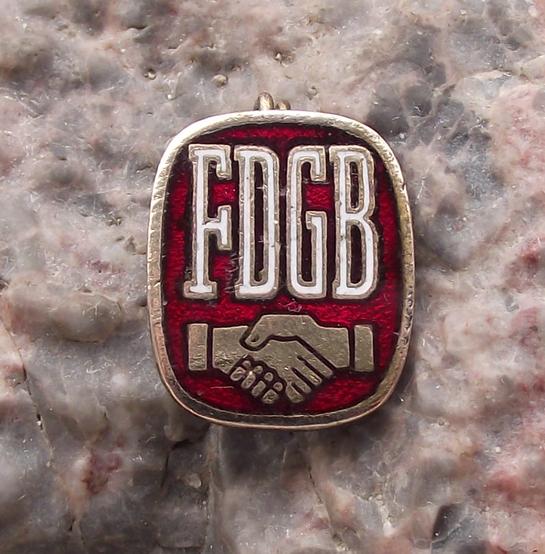 Vintage FDGB German Trade Union Handshake Logo Members Brooch Pin Badge