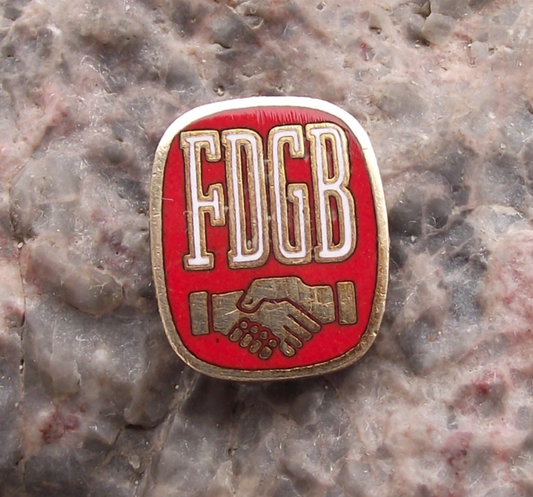 Vintage FDGB German Trade Union Handshake Logo Members Brooch Pin Badge