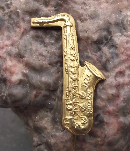 Vintage Jazz Saxophone Shaped Musical Instrument Pin Badge