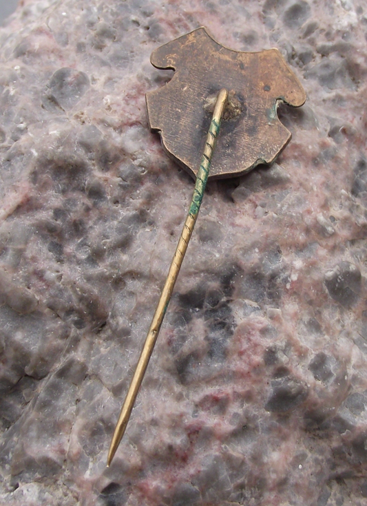 Antique Czechoslovakia Rampant Lion National Coat of Arms Shield Pin Badge - Badgecrazy