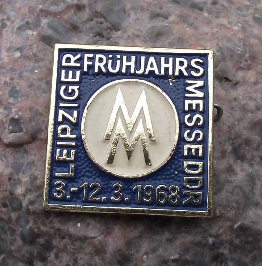 1968 MM Leipzig Messe East German Trade Fair DDR GDR Logo Pin Badge - Badgecrazy
